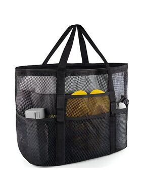 SRISE Mesh Beach Bag - Large Beach Tote Bag for Family Beach Bag for Toys &